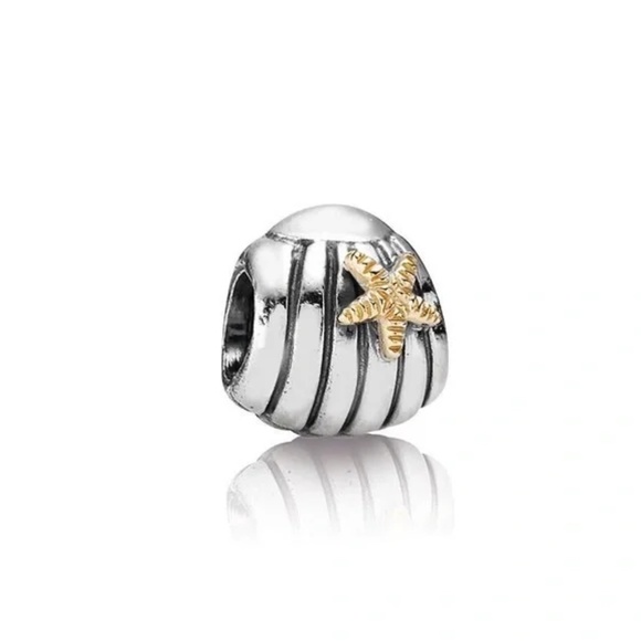 Pandora Retired Seashell 14 K Gold Two Toned Charm - Picture 1 of 3